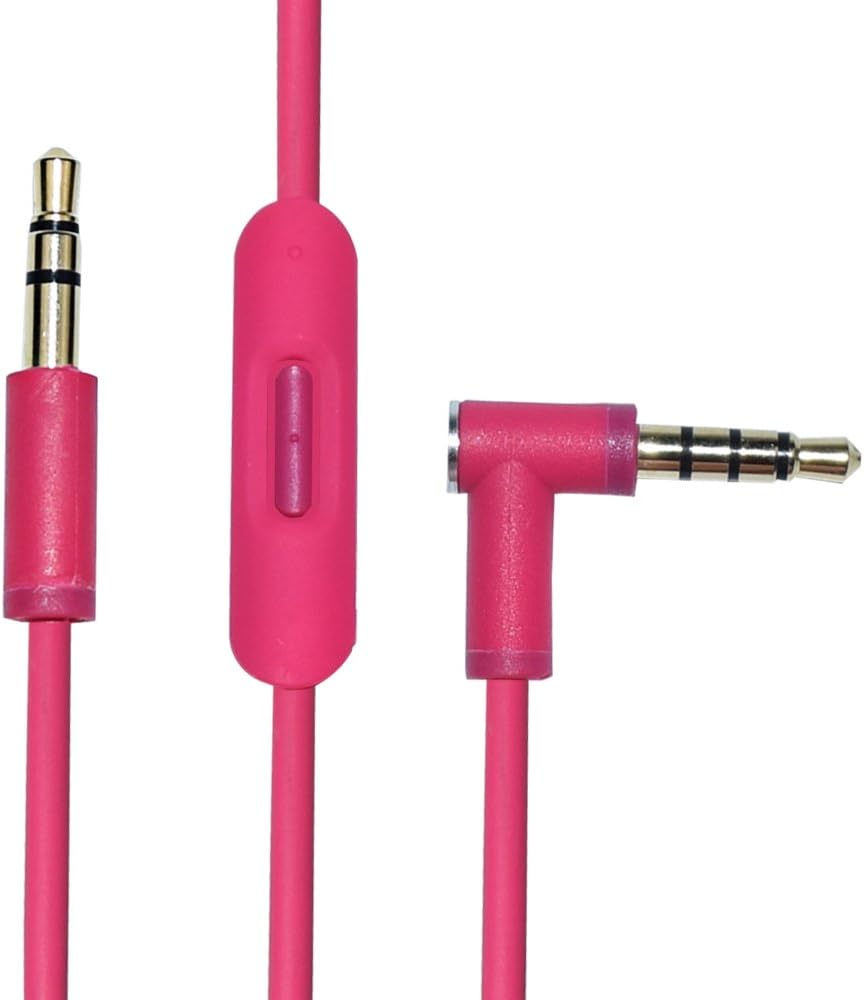 Replacement Inline Remote Mic Extension Audio Cable Cord for Monster Beats by Dr Dre Solo Solo HD Studio Wireless Pro Detox Mixr Executive Pill Headphones (Pink)