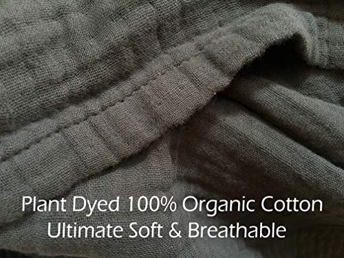 100% Organic Muslin Cotton Throw Blanket For Couch, Adult, Bed, 4 Layers Pre-Washed Plant Dyed Yarn, Breathable Super Soft, Cozy, Lightweight, Warm, All Season (55"X60" Charcoal Gray) #TOP4