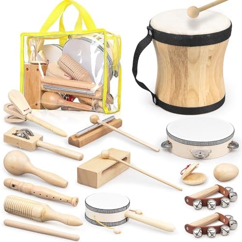 13 Pcs Kids Musical Instruments Set Wooden Percussion Instruments ...