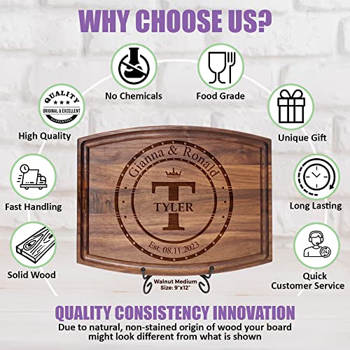 Tayfus Personalized Cutting Boards - Custom Laser Engraved Wood Chopping Block - Usa Handmade - Best Wedding, Housewarming, Anniversary, Birthday, Christmas Gifts For Friends, Couples, Family, Parents #TOP4