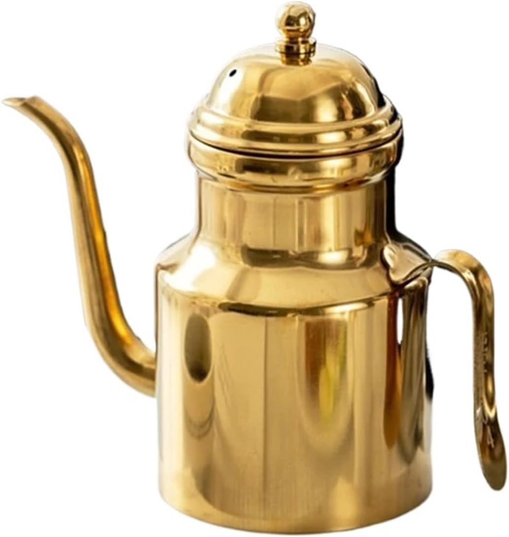 Stainless Steel Oil Dispenser Bottle, 310ml/500ml Long Spout Grease Container, Vinegar Sauce Seasoning Condiment Jar for Kitchen(Gold 310ml)