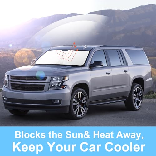 TINGLU Sun Shade for Chevrolet/Chevy Suburban 2015-2020 Accessories Windshield Sun Shade Window Shade UV Rays Protection Sun Visor Cover with Steering Wheel Sunshade Storage Bag by TINGLU - Image 5
