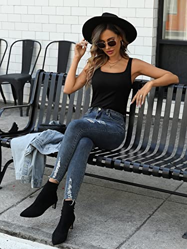 Image of V FOR CITY Tank Top for Women with Built-in Padded Bra Adjustable Wide Strap Camisole Cotton Cami Shirts