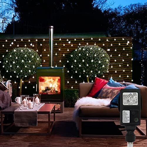 CCILAND 3x2m Christmas Net Lights Outdoor Mains Powered - 200 LED Mesh Light Plug in, 8 Modes 30V Low Voltage Garden Bush String Lights for Shrub Fence Backyard Patio Lawn Window (Cool White)