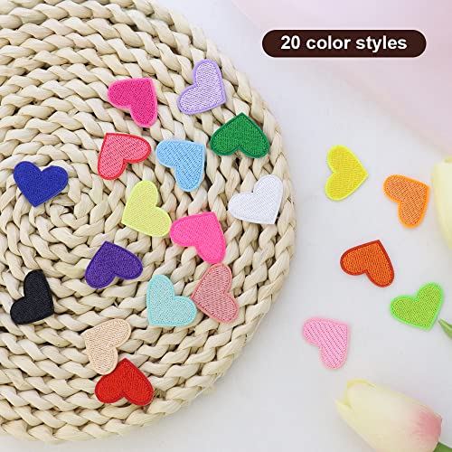 Hengke 20 Pcs Heart Shaped Embroidered Sew On Patches Assorted Colored Small Heart Cute Clothing Iron On Patches Decal Fabric Patches Appliques For Diy Decoration Clothes Bags Hats Jackets #TOP3