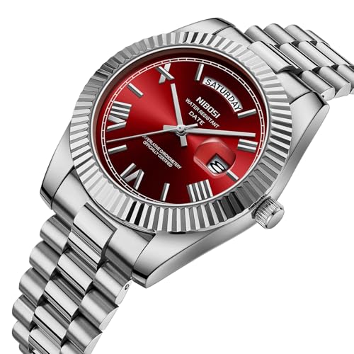 NIBOSI Men's Analog Quartz Watch, Silver Stainless Steel, Day Date by NIBOSI - Used condition - Image 2