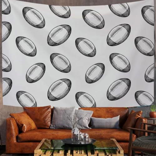 Tapisserie murale rugby gris noir décoration panoramique salon 200x150