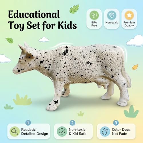 Image of ZESTHOME Farm Animal Toys for Kids | Animal Figures Set | 6-8 cm | Cow Goat Sheep Horse Dog Duck Toys | Learning & Pretend Play Toys | Gift for Boys Girls | 12 PCS