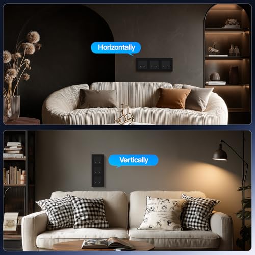 BSEED Tripel Smart Zigbee Schalter mit Steckklemme,Smart Lichtschalter Funktioniert mit Alexa & Google Home,Timing-Funktion, PC Rahmen,Zigbee Hub & Neutralleiter Erforderlich,2 Fach 1 Weg,Schwarz