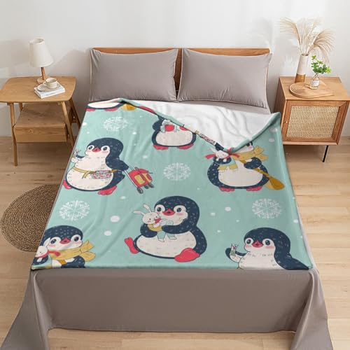 Couverture polaire dessin animé pingouin cadeau idéal lit canapé 150x200cm - 6