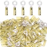Glarks 50pcs 12-10 Gauge M8 Ring Nylon Heat Shrink Waterproof Quick Disconnect Electrical Insulated Crimp Terminals Connectors Assortment Kit