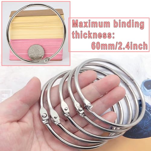 Luckkyme Loose Leaf Binder Rings Nickel Plated Book Rings Key Chain 3.5 Inches(8 Pack)