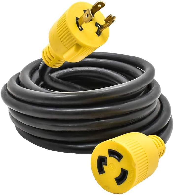 Superior Electric RVA1555 Generator Extension Cord Nema L5-30P 30 Amp 3 Pole Sjtw Nema L5-30R 10AWG/3, 40'