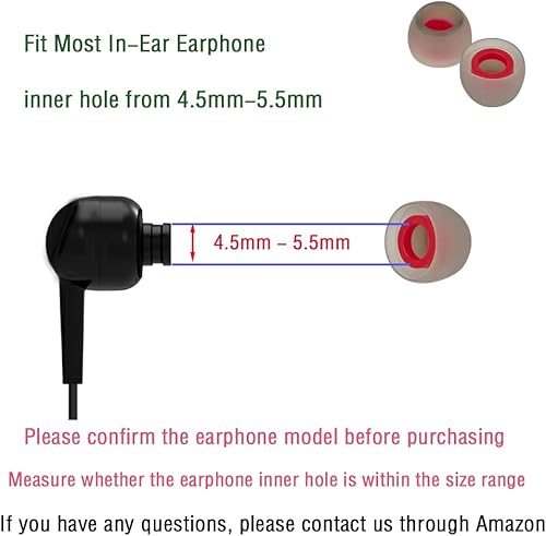 Miniatura 4 de 10 pares de puntas pequeñas de repuesto para auriculares intraurales, cubiertas de silicona para auriculares intraurales, puntas de goma (rojo