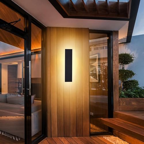 LED Wandleuchte Aussen/Innen Lang Wandlampe Anthrazit, Ip67 Wasserdicht Außenwandleuchten Aluminiumlegierung Schwarz Außenleuchte Terrasse...