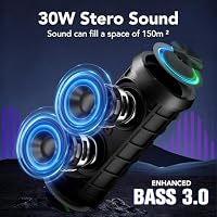 TIMU Portable Bluetooth Speaker, Powerful Sound Wireless Speaker: Boost Bass, 8 RGB Modes, IPX7 Waterproof, TWS Pairing, Beach/Vacation Essentials（Dark Black） — image 2