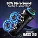 TIMU Bluetooth Lautsprecher mit Licht, Bluetooth 5.4 Musikbox, 30W Dual Lautsprecher, Dualen Bass-Treibern, 30 Std Akku, IPX7 wasserdicht, TWS Paarung, AUX, TF Karte, Geeignet Outdoor/Party/Reisen