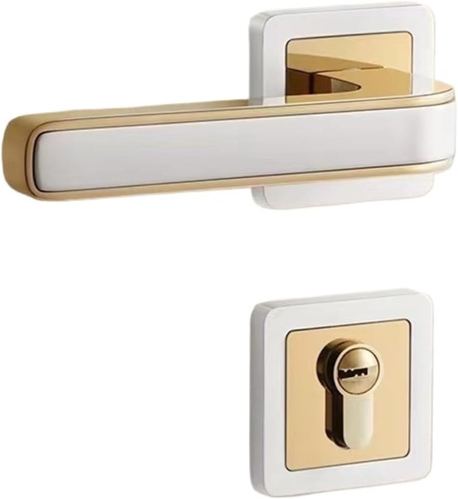 Indoor Wood Door Lock Bedroom Quiet Magnetic Suction Household Split Room Modern Mute Gold Handle(Magnetic Lock Body 1_Other)