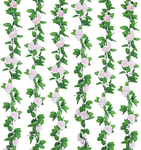 Pauwer 4 PCS /29.5FT Artificial Flowers Garlands Fake Silk Rose Vines Hanging Flower Garland for Wedding Party Arch Backdrops Home Decor