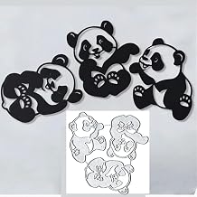 3Pcs/Set Animal Panda Decor Metal Die Cuts Cutting Dies, Panda Decor Paper Cards Cutting Dies Cut Stencils for DIY Embossing Card Making Book Tags Decorative Paper Dies Scrapbooking