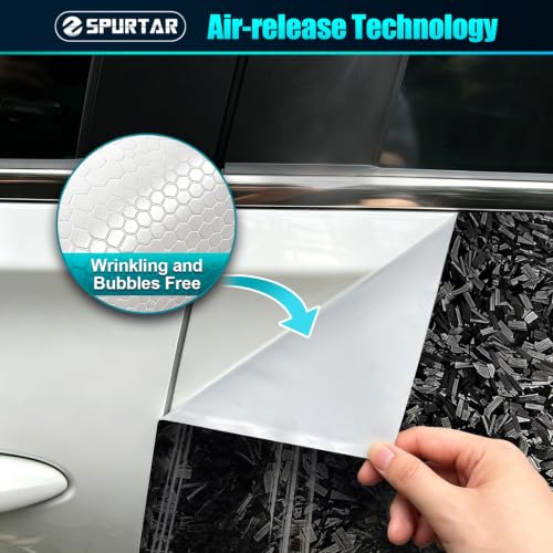 Image of Spurtar Gloss Forged Carbon Fiber Vinyl Wrap for Cars Black, 1ft x 5ft