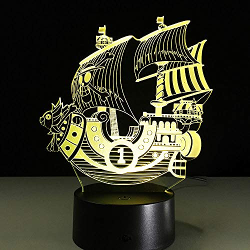 Ztop 3D Pirate Ship Nightlights 3D Led Night Light Table Desk Optical Illusion Lamps 7 Color Changing Lights For Girls Kids Baby Boys And Room Decor #TOP2