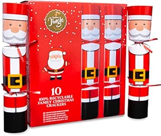 Christmas Crackers Plastic Free - 10 x Santa Family Christmas Crackers - Xmas Crackers With Party Hat, Joke & Gift Inside - Christmas Table Decoration - Christmas Crackers Kids