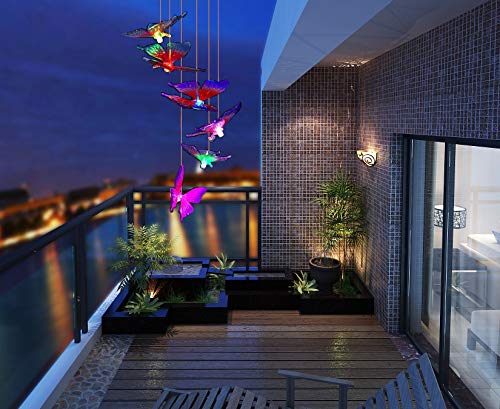 Solar Wind Chimes,Coloful Butterfly Led Solar Wind Chimes Lights Outdoor Color Changing Solar Mobile Hanging Wind Bell Lights For Patio Garden Lighting Home Decoration #TOP5