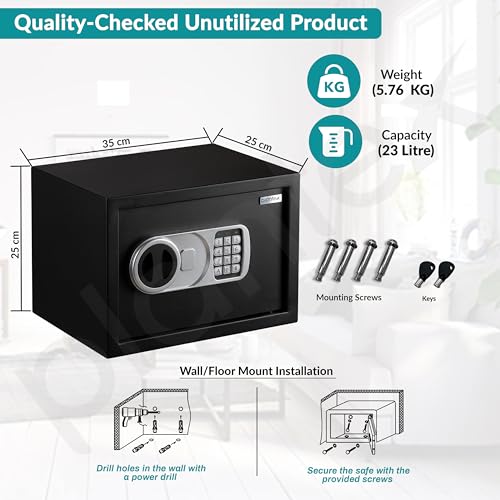 Image of Plantex 23 Litre Electronic Safe Locker for Home /Factory-Sealed /Securely Tested Locker /Assured by Plantex /Tijori Locker Box - (APS-E1902E, Black)