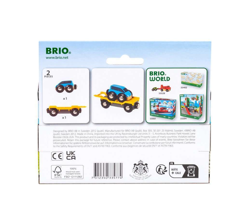 Brio 63357700 Wagon Do Przewozu Samochodów (63357700) Bezpieczna Zabawka Dla Dzieci Powyżej 3 Lat,Wielokolorowa,Brio 33577
