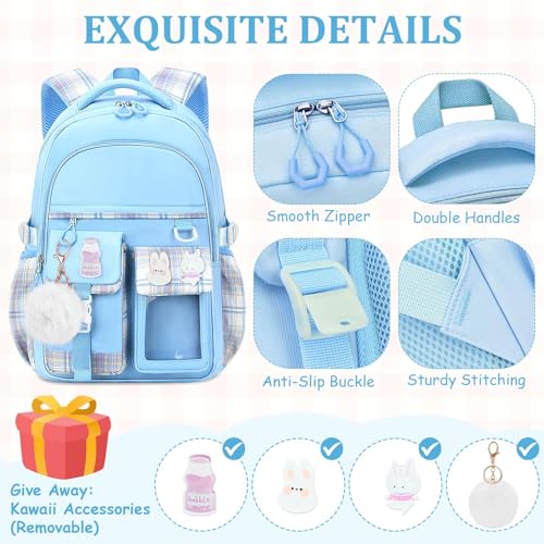 Fitvc School Backpack for Girls - 5PCS Girls Backpack with Lunch Box Set for Elementary, Middle and High School Students - 18" Large Capacity School Bookbag with Multiple Pockets by Fitvc - Used condition - Image 4