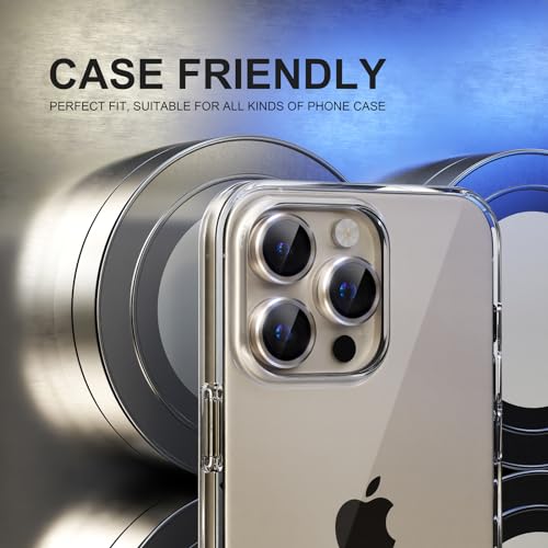 Image of Choiche Compatible for iPhone 15 Pro /iPhone 15 Pro Max Camera Lens Protector, 9H Tempered Glass Camera Cover Screen Protector Metal Ring Decoration Accessories (Titanium Gray)