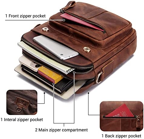 gzcz Leather Sling Shoulder Crossbody Bag Man Purse Messenger Bags for Men Women Outdoor Travel Business — 사진 4