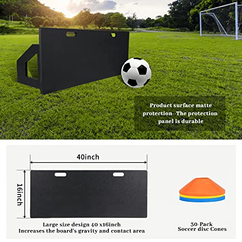 Soccer Rebounder Board Soccer Wall Board, 40 X 16Inch Dual Angle Foldable Soccer Practice Equipment, Soccer Kickback Rebound Board With 30-Pack Soccer Disc Cones #TOP5