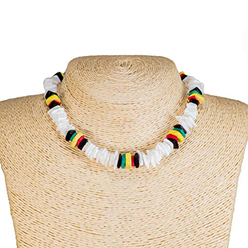 BlueRica Puka Chip & Rasta Coconut Chip Shell Beads Necklace2