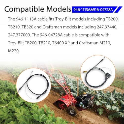 ZanFyxil 946-1113A Control Cable and 946-04728A Drive Cable Replacement Combo for MTD Troy-Bilt TB200 TB210 TB320 & Craftsman M210 M220 Mowers – Replaces 946-1113, 746-04728 by ZanFyxil - Image 4