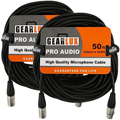 Gearlux XLR Microphone Cable 50 ft (2-pack)