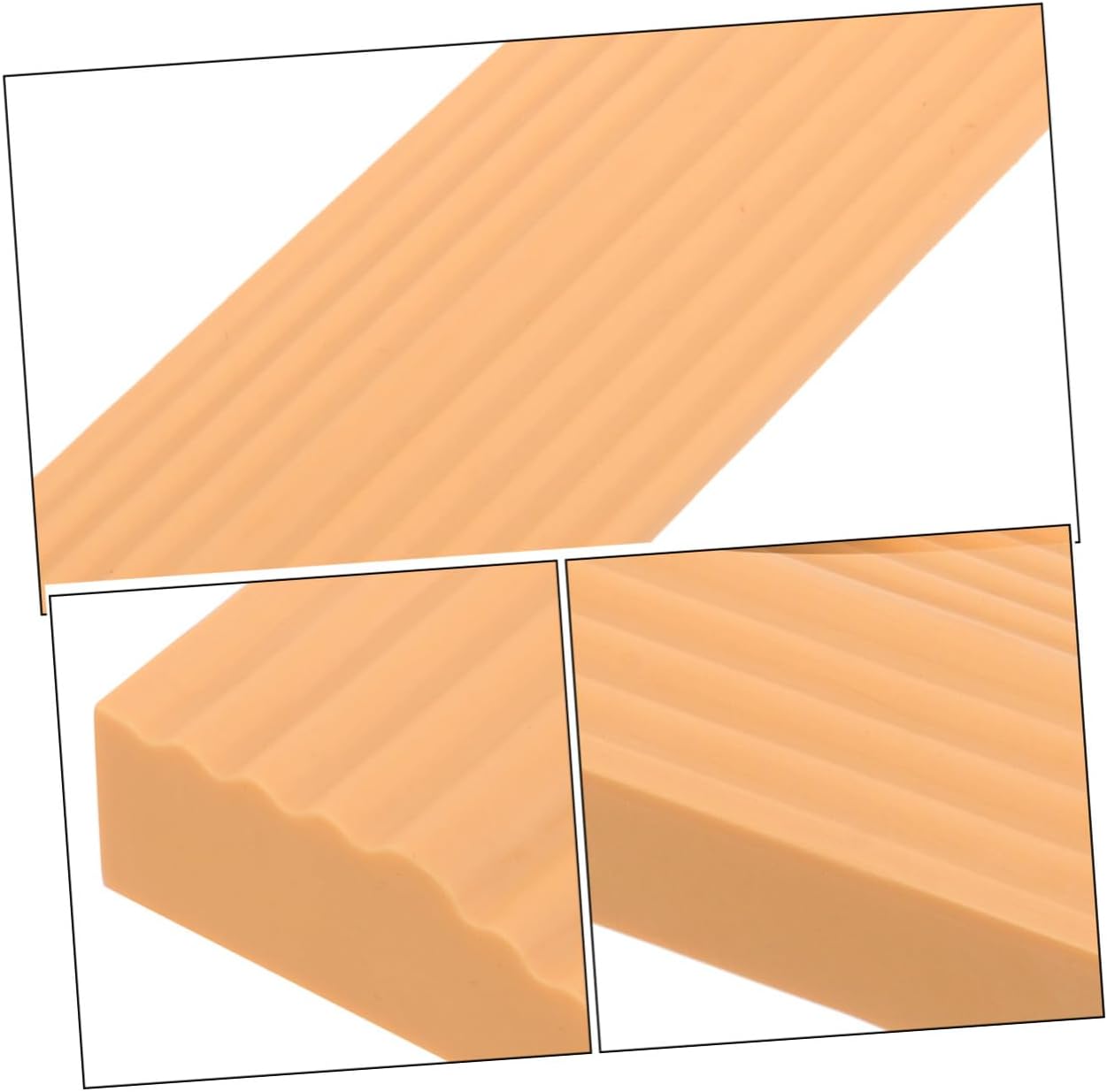 TEHAUX Sweeping Robot Threshold Ramp 4pcs Set Orange Interlocking Indoor Doorway Ramp Mats for Low Steps and Home Use