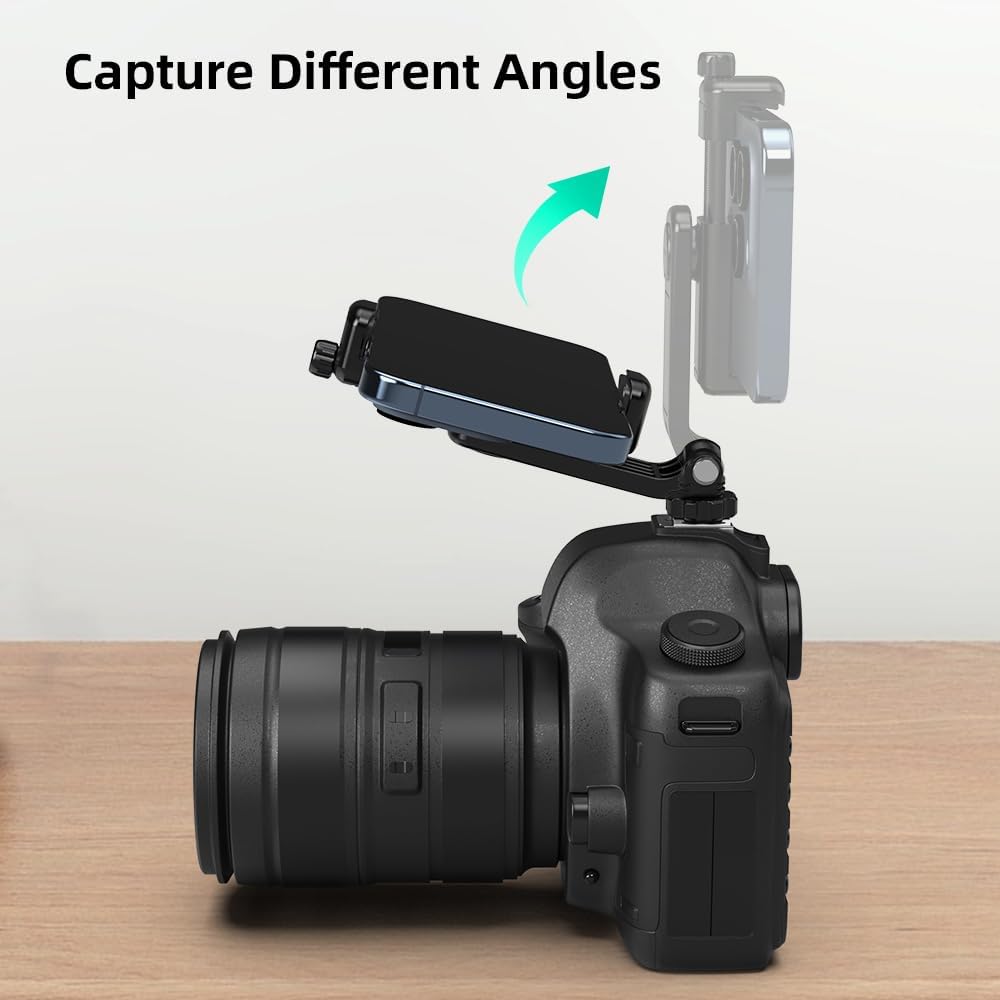 Universal Cold Shoe Phone Holder for SLR Cameras – Perfect for Vlogging, Video Shooting, Compatible with iPhone Samsung Canon Nikon DSLR Photography