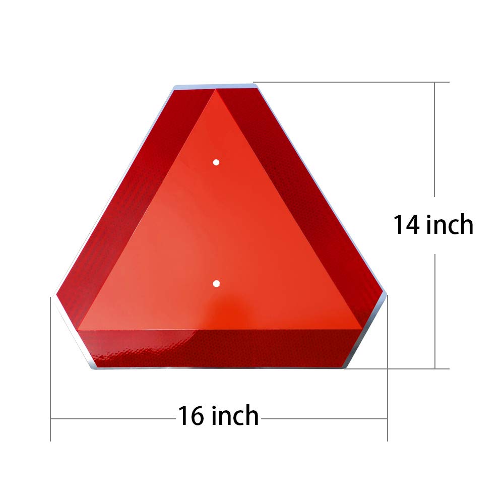 Slow Moving Vehicle Sign,Safety Triangles dot Approved Triangle Sign 14"x16"50-mil Thick Aluminum Diamond Grade Reflective,Up to 7 Years of Outdoor use for Golf Cart | 50 Mil Aluminum Reflective Triangle Sign, Great For Golf Cart, Tractor, Farm Vehicle, UTV, Trailer, And Road Safety