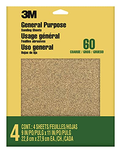 3M 9003NA Aluminum Oxide Sandpaper, Coarse, 9-in by 11-in