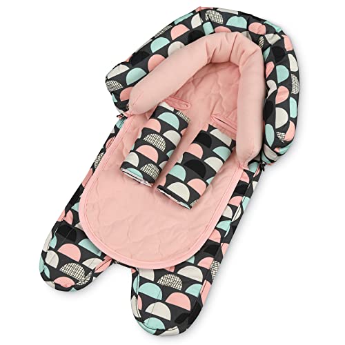 Image of GoldBug Baby & Toddler 2-in-1 Car Seat Head Support + Strap Covers - Scallop