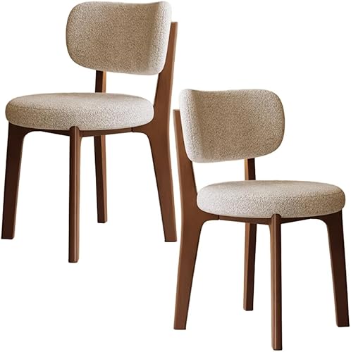 Miniatura 45 de YVYKFZD Solid Wood Dining Chairs, Fabric Dining Room Chair Set of 2/4/6, Upholstered Kitchen Chairs with Curved Backrest, Armless Living Room Chair,