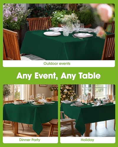 Image of Pureegg Polyester Tablecloth 60 inch x 84 inch Reusable & Washable Hunter Green | Durable, RectangleTable Cloth , for Outdoor Party, Picnic, Wedding, Banquet, Birthday