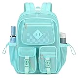 MOONBABY Mesh Backpack for School Heavy Duty See Through Net Bookbag Girls Boys Semi-Transparent Net Back Pack for Beach, Swimming, Sports, Work, Travel (Green)