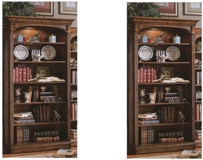Pemberly Row Set of 2 Contemporary Open Bookcases in Cherry Wood