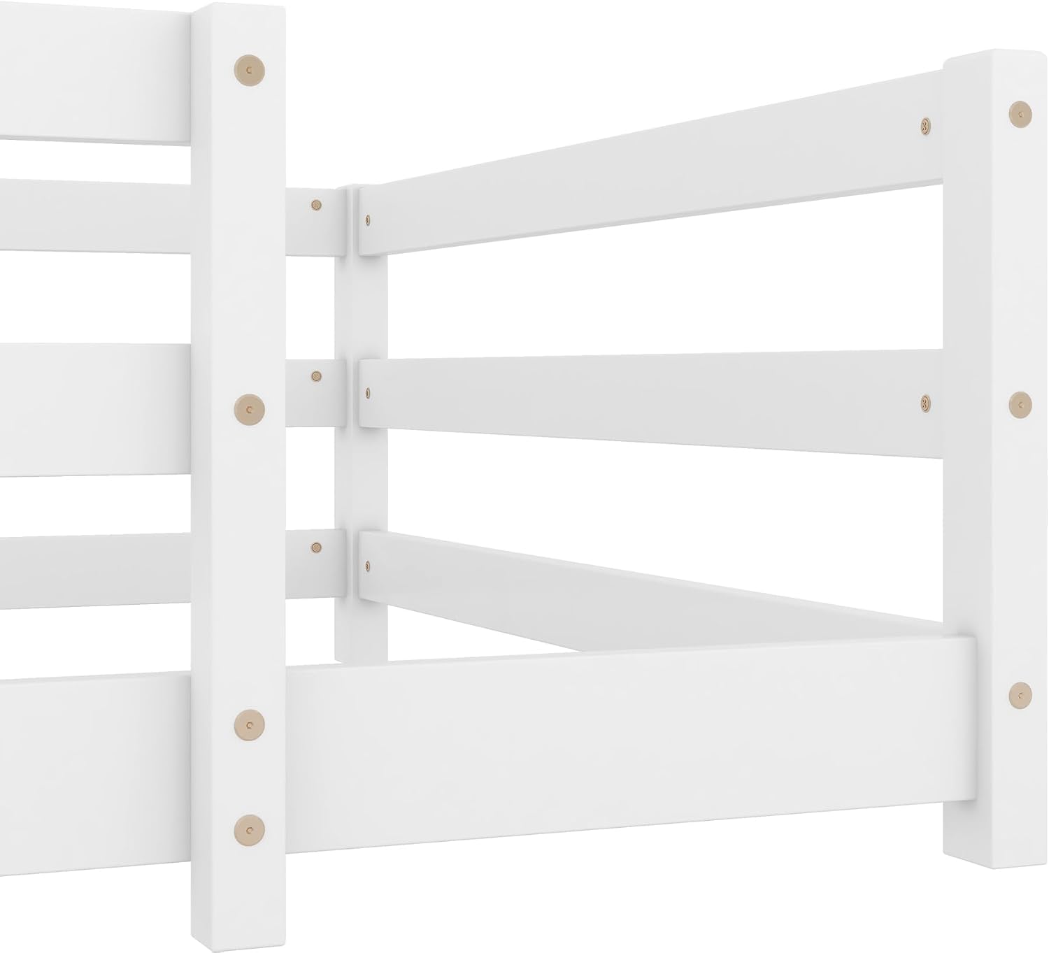 Bellemave Twin Size Floor Bed for Kids, Twin Floor Bed with High Fence, Wooden Montessori Beds for Kids, White no slats
