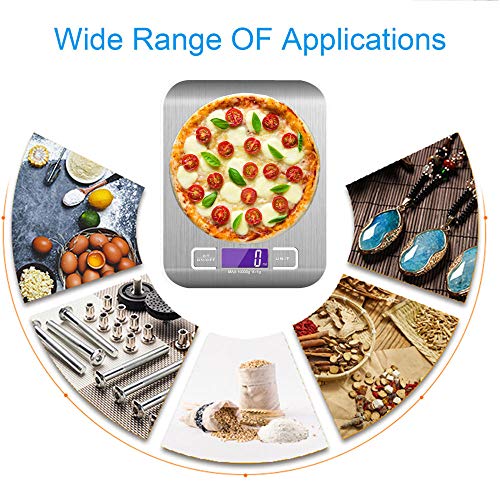 Foto von Küchenwaage Digital, Aus Edelstahl and ABS Mit USB Batterien Lcd-display and Tara-funktion Digitale Küchenwaage, 0.1g Bis 10 Kg Feinwaage Waage Küchenwaage （Schwarz + Wei+Messlöffel-Set）
