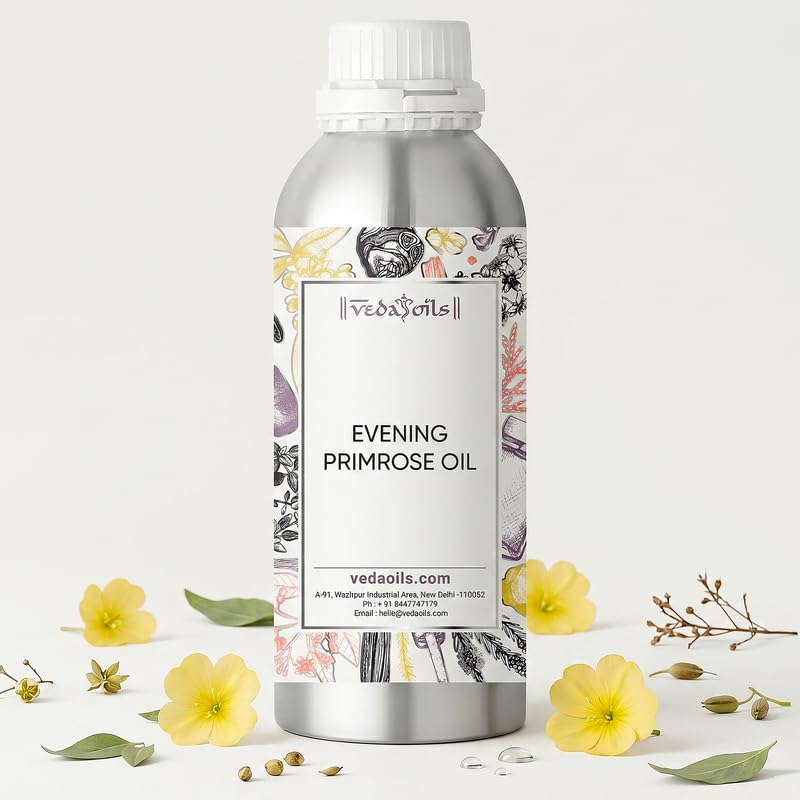 Image of VedaOils Evening Primrose Oil for Skin & Hair 100ml | 100% Pure & Natural Cold Pressed Oil | Hydrates, Nourishes, Reduces Hair Fall & Improves Skin Elasticity | Lightweight & Non-Greasy