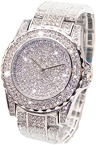 ARMRA Luxury Women Watch Fashion Jewelry Crystal Diamonds Rhinestones Ladies Watches Steel Band Round Dial Analog Display Clock Classic Quartz Female Charm Bracelet Dress Wristwatches (Silver)